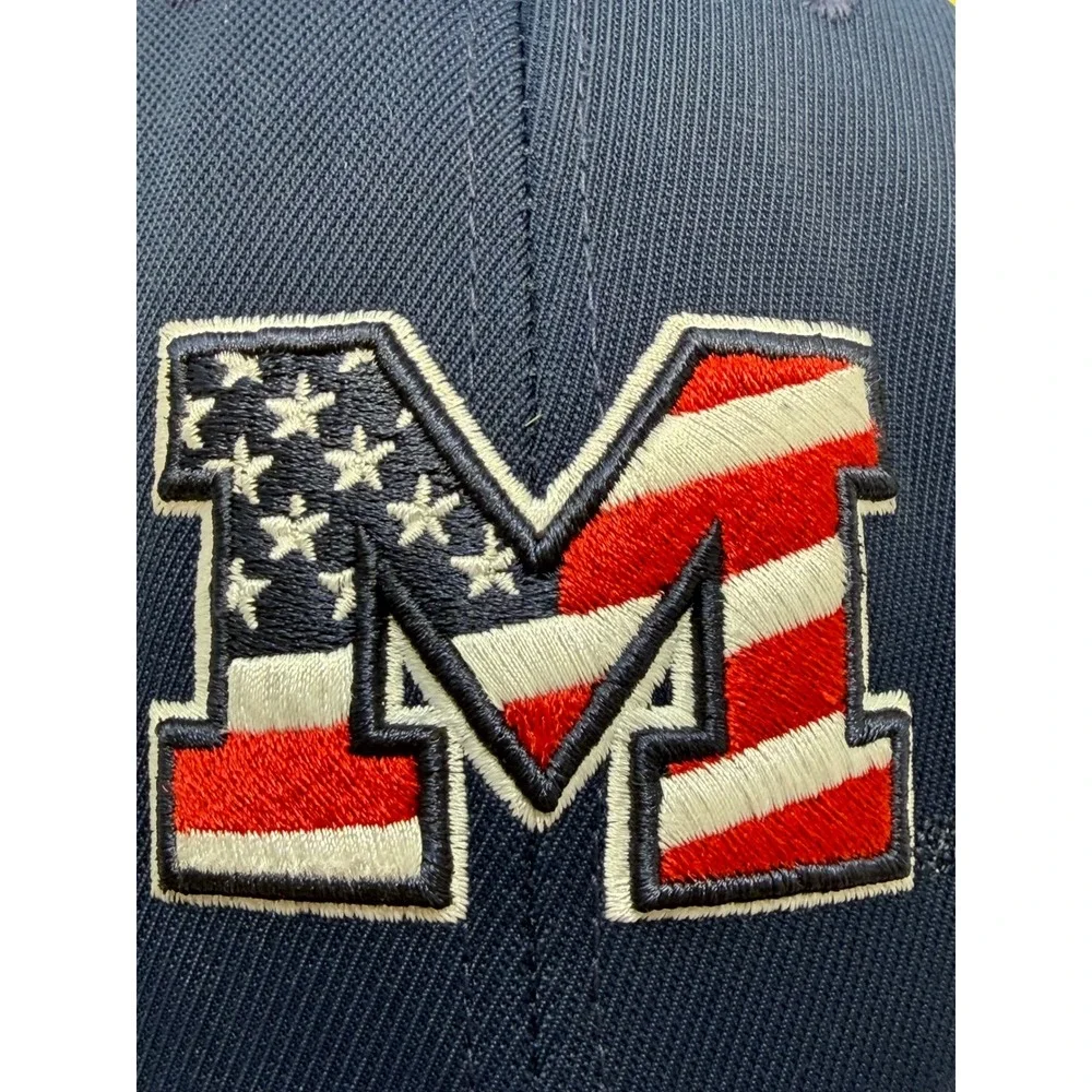 Adidas Michigan Wolverines Hat Navy Blue American Flag‎ M Logo Climalite L/XL